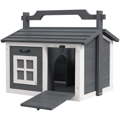 Pawhut rabbit hutch cat house - hutch,,