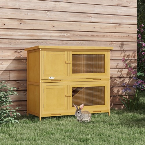 Tier wooden rabbit hutch - 2-tier,