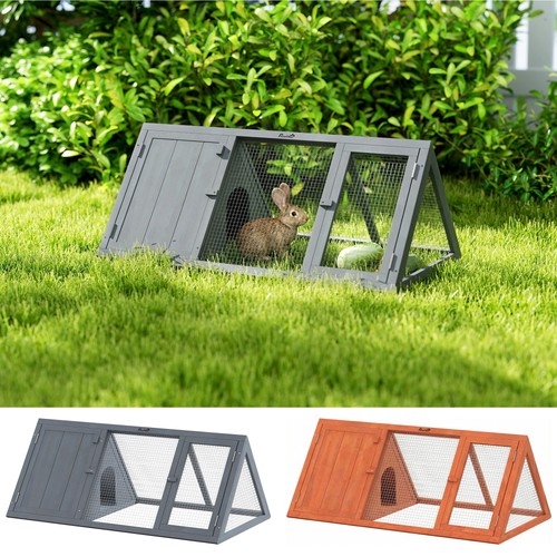 Pawhut rabbit hutch wooden - hutch,,