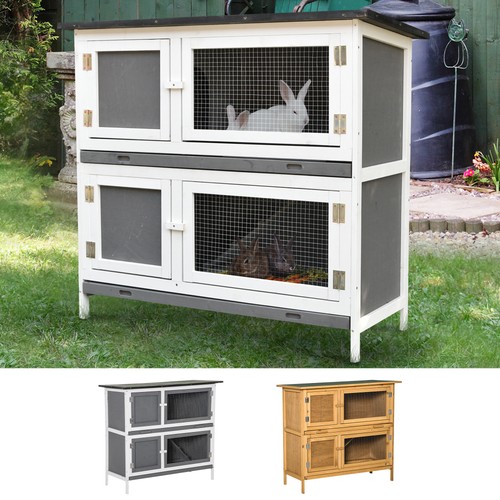 Tier wooden rabbit hutch - wooden,
