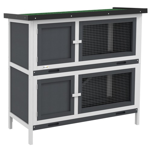 Pawhut rabbit hutch double - pawhut, hutch,