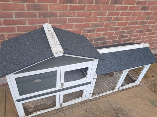 Wooden rabbit hutch with wire - rabbit,