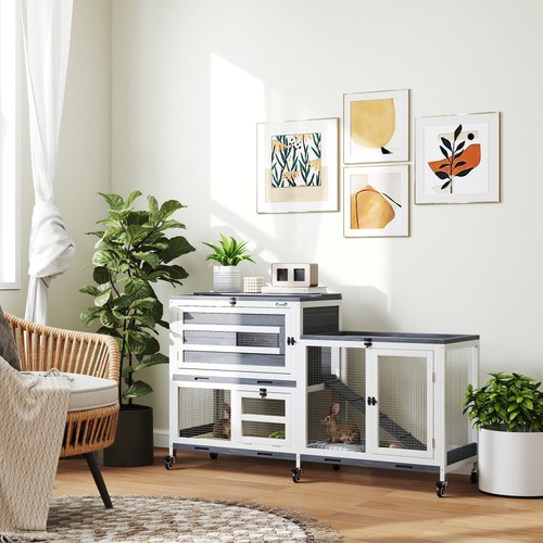 Pawhut rabbit hutch - pawhut, hutch,