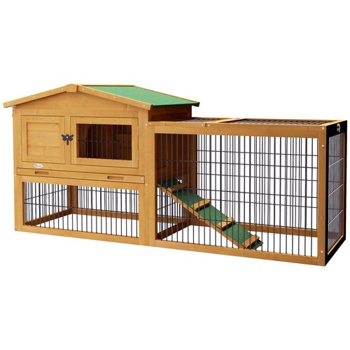 Pawhut rabbit hutch wooden - rabbit, hutch,
