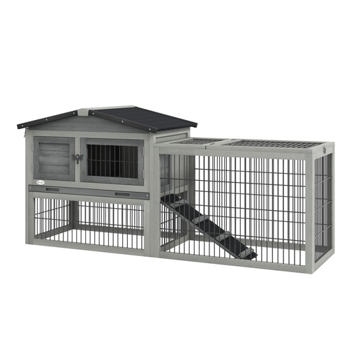 Pawhut rabbit hutch - pawhut, wooden